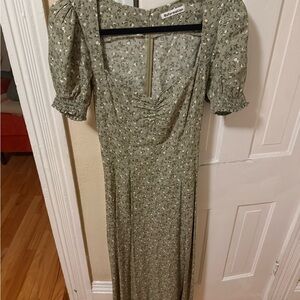 Reformation Lacey Olive Floral Midi Dress